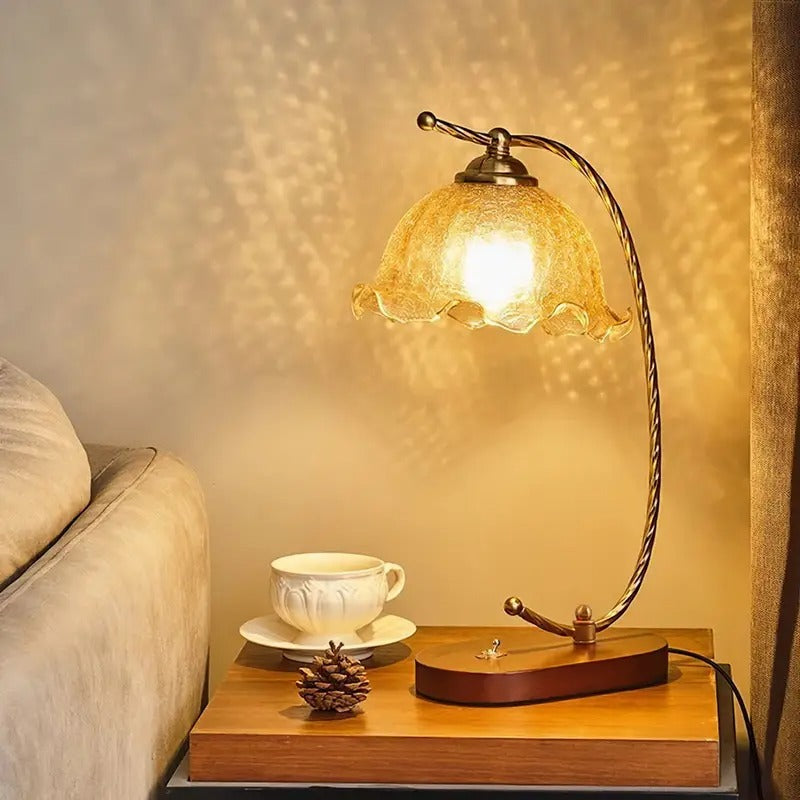 Table Lamp for Bedroom with Glass Shade