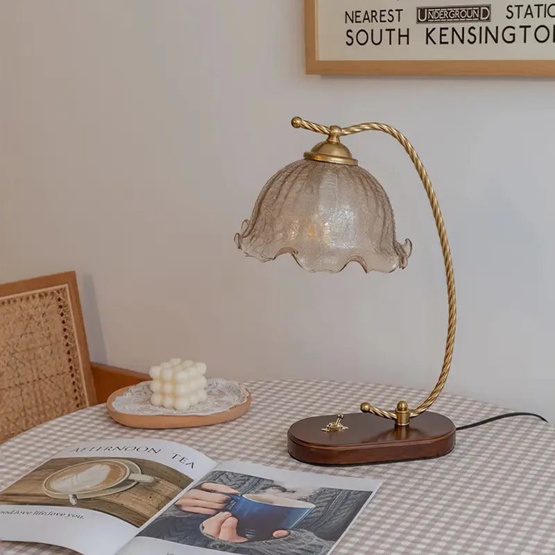 Table Lamp for Bedroom with Glass Shade