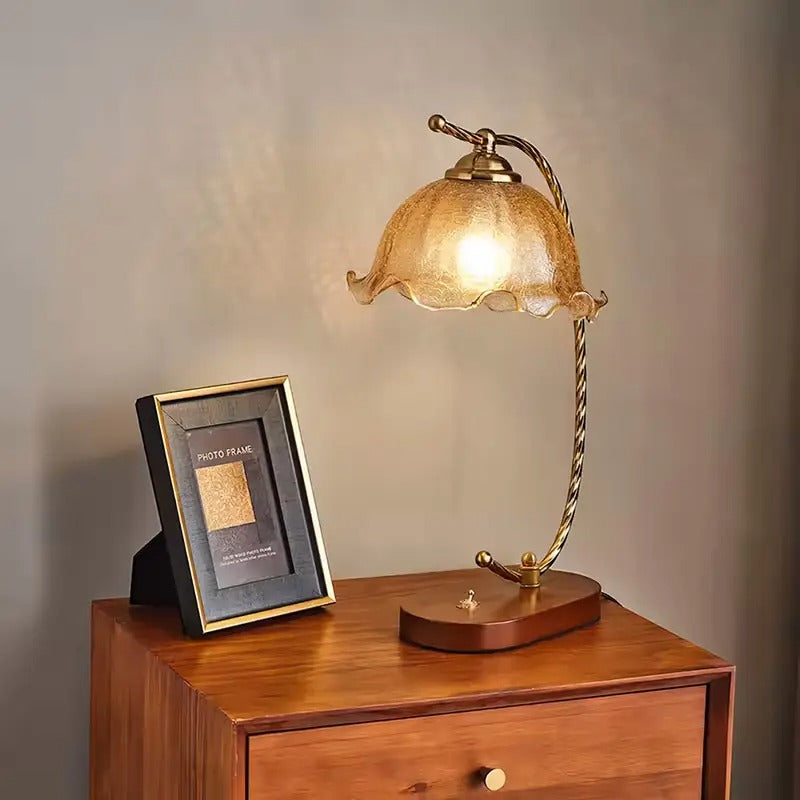 Table Lamp for Bedroom with Glass Shade
