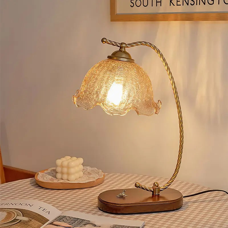 Table Lamp for Bedroom with Glass Shade
