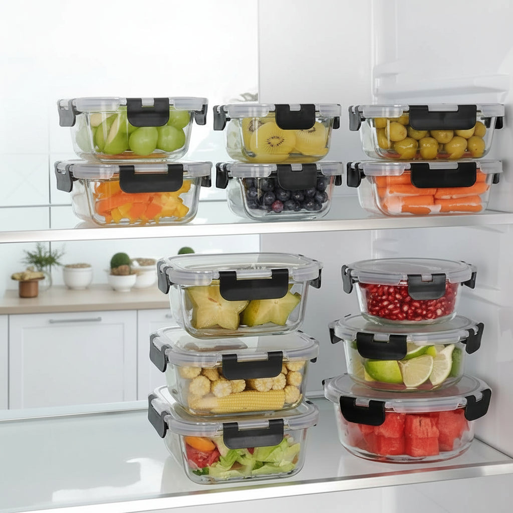 Airtight Borosilicate Meal Prep Set – Glass Food Storage Containers