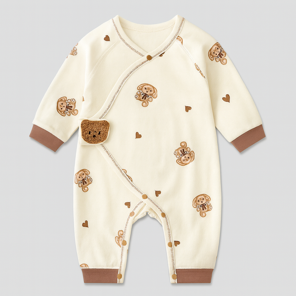Baby Sleepsuit with Bear Print Footed Design