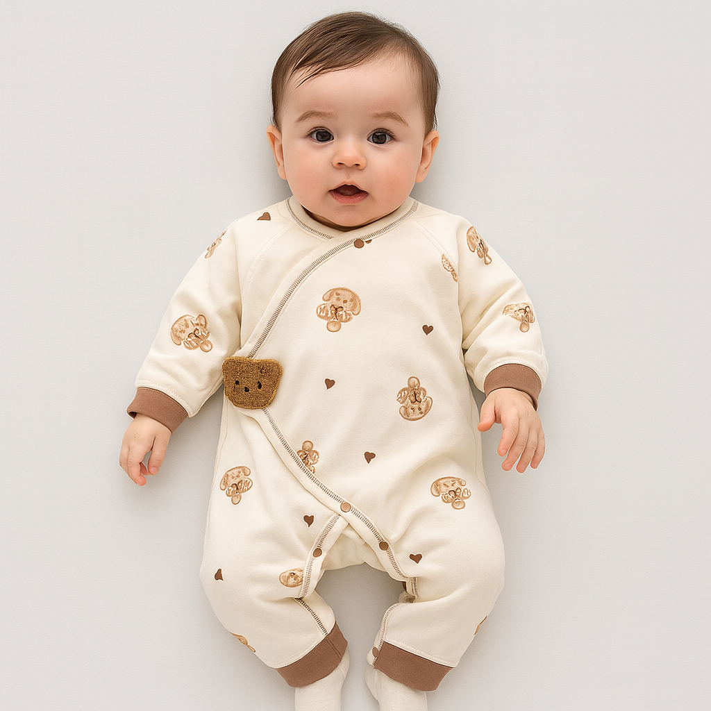 Baby Sleepsuit with Bear Print Footed Design