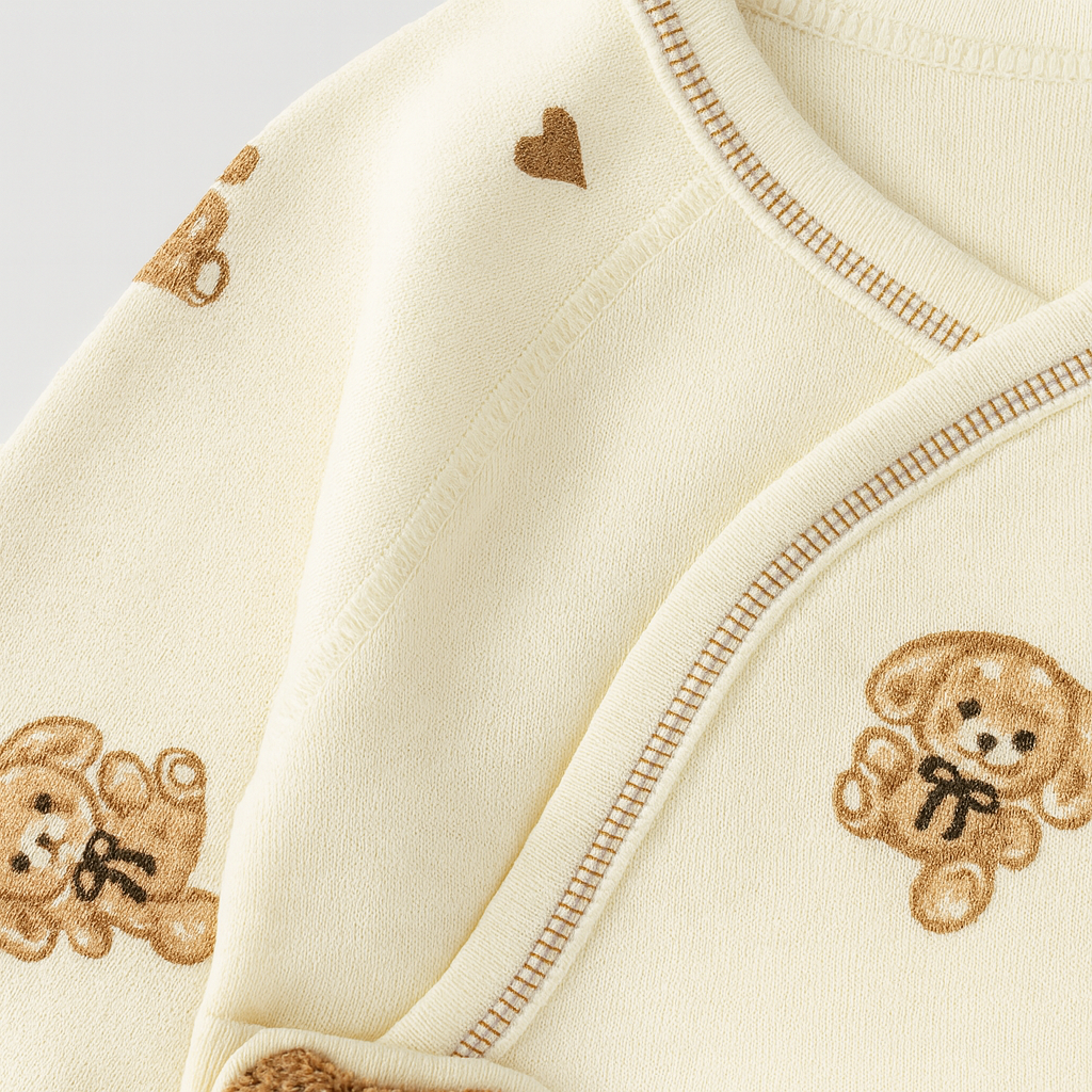 Baby Sleepsuit with Bear Print Footed Design