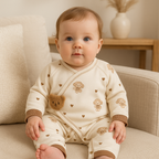 Baby Sleepsuit with Bear Print Footed Design