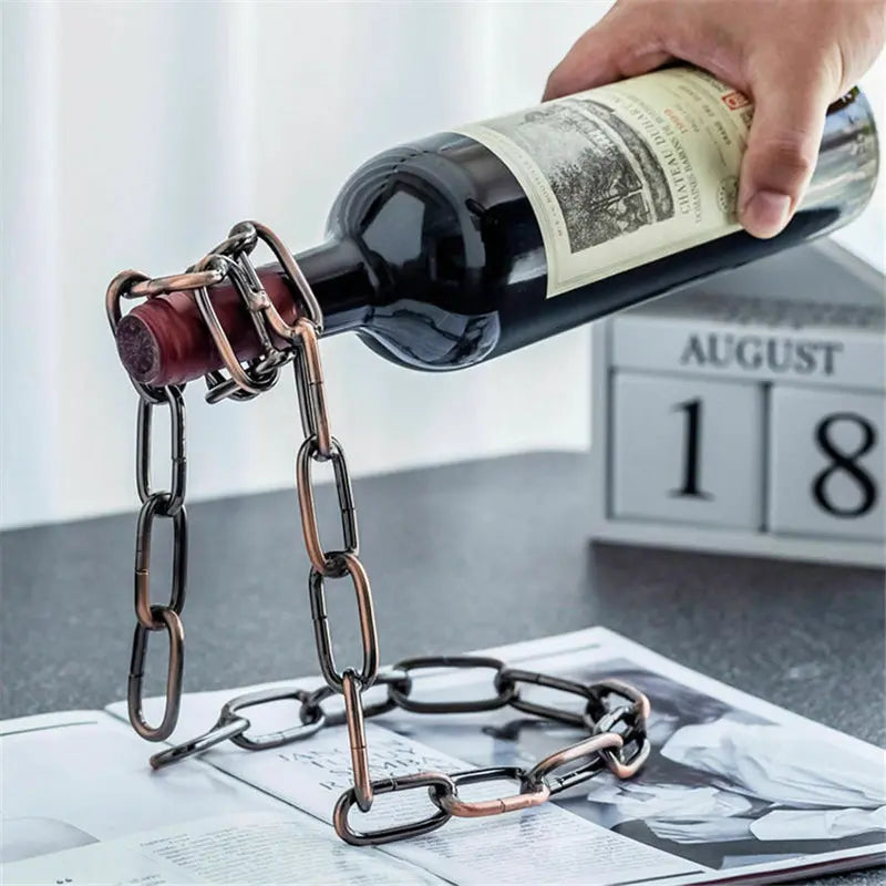 Elegant Gravity-Defying Wine Bottle Display Stand