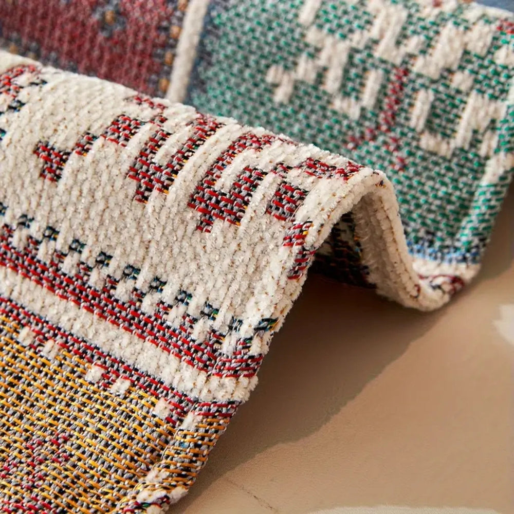 Reversible Chenille Sofa Cover in Bohemian Design