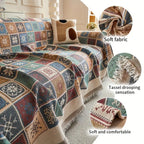 Reversible Chenille Sofa Cover in Bohemian Design
