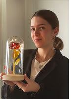 LED Table Lamp with Glass Dome and Rose Design
