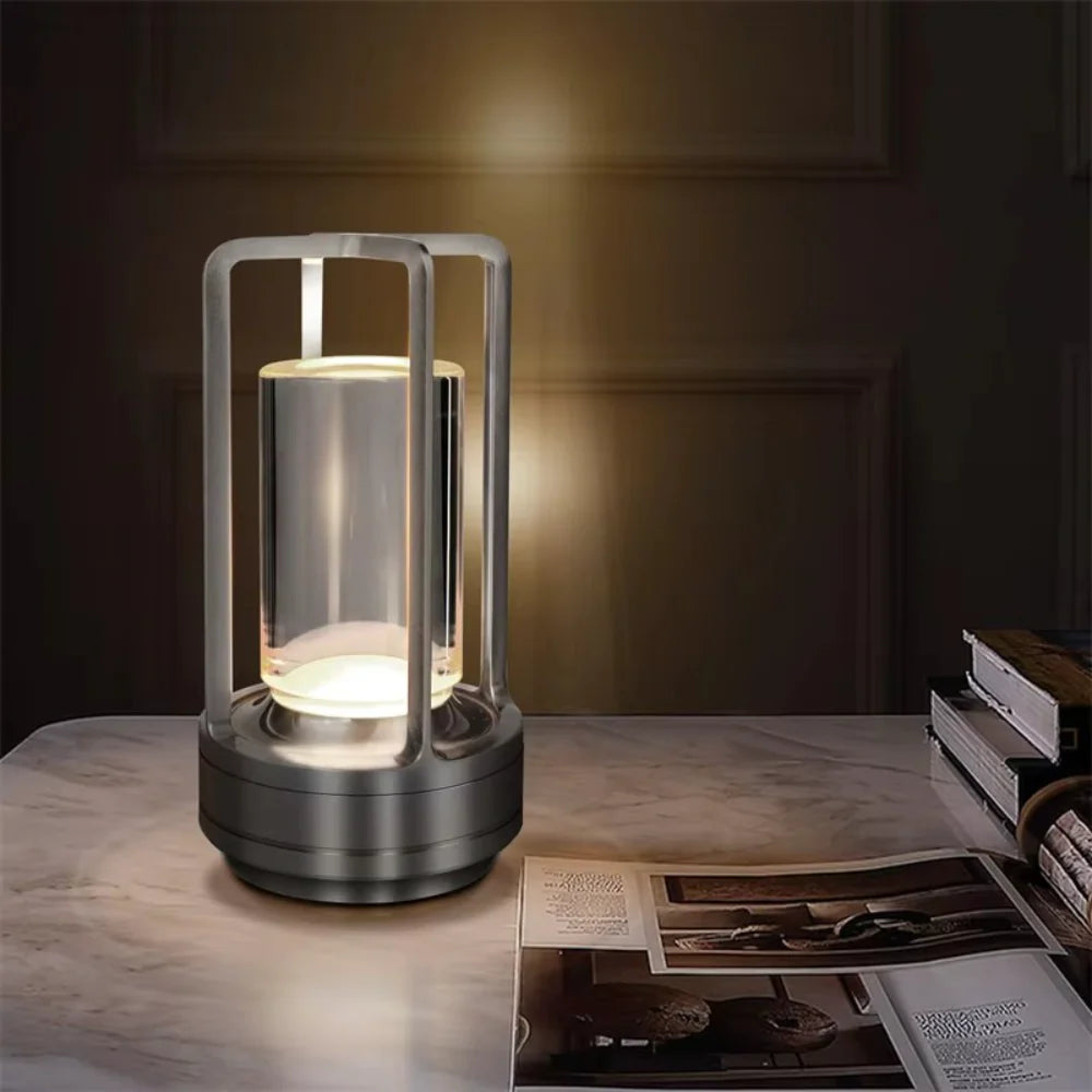 Modern LED Accent Light - Metal Cylinder Table Lamp for Decor