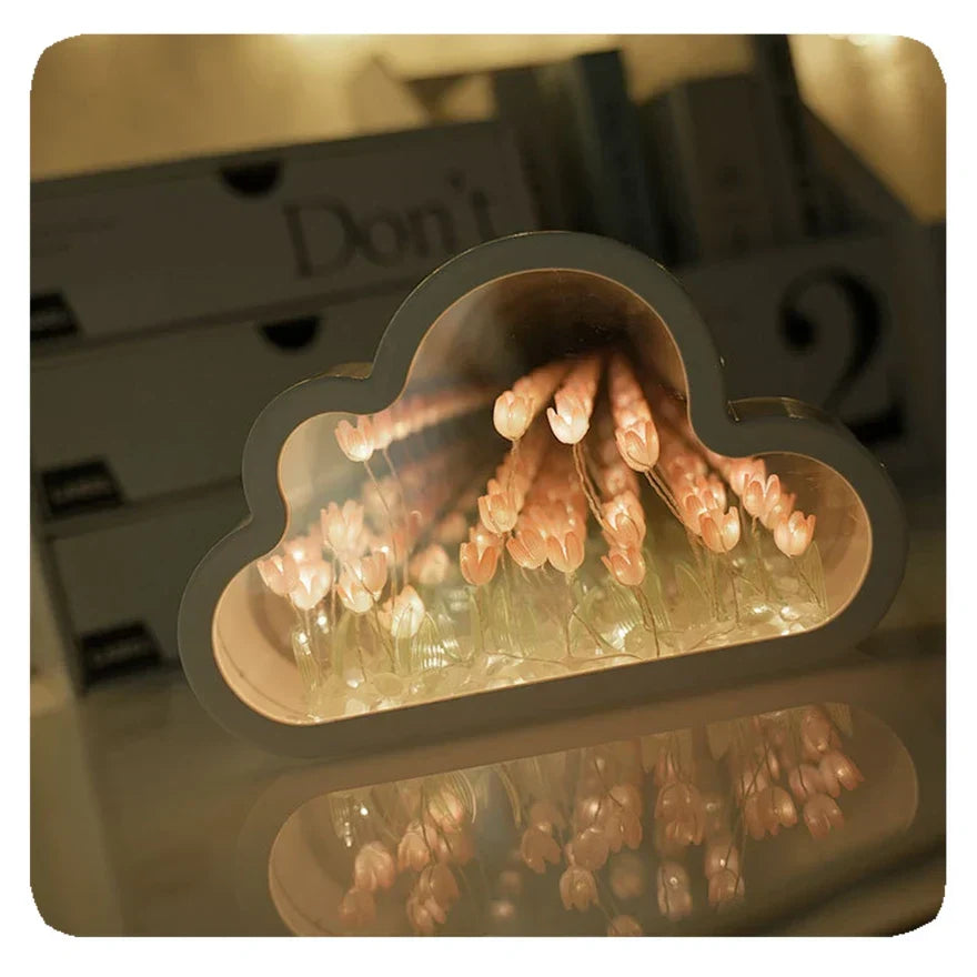 Mirrored Glass Design Table Lamp in Tulip Shape