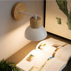 Contemporary Nordic Wall Light - Wooden and Metal Bedside Fixture