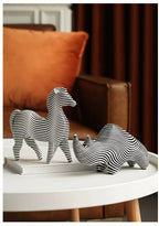 Charming Stripe Bird Accent - Modern Black & White Decor