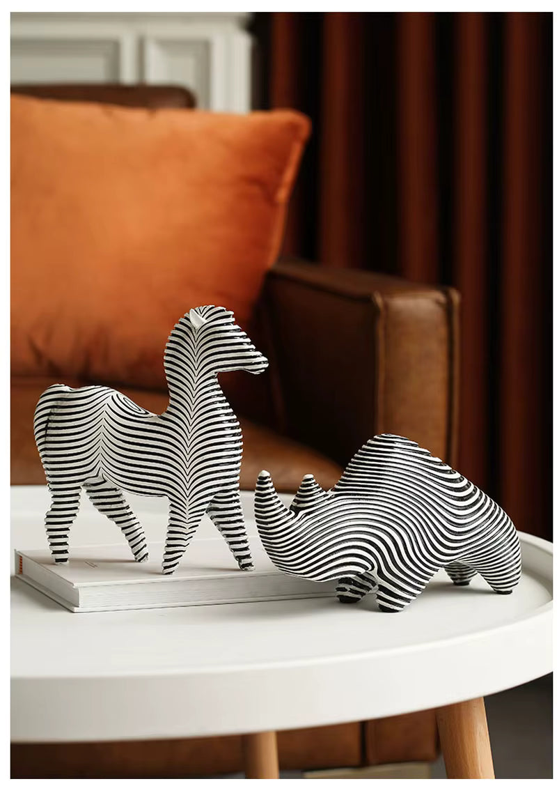 Charming Stripe Bird Accent - Modern Black & White Decor