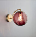 Contemporary Wall Light Fixture with Glass Sphere and Brass Accents
