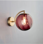 Contemporary Wall Light Fixture with Glass Sphere and Brass Accents