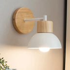 Contemporary Nordic Wall Light - Wooden and Metal Bedside Fixture