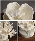 Ocean Harmony Coral Art with Marble Stand - Elegant Resin Decor