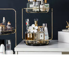 Gilded Glam 2-Tier Rotating Vanity Display for Beauty Essentials