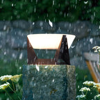Square Solar Garden Light with Black Housing and White Shade