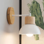 Contemporary Nordic Wall Light - Wooden and Metal Bedside Fixture