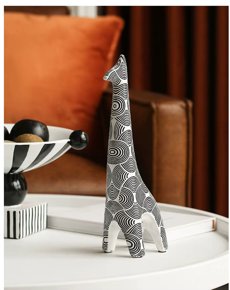 Charming Stripe Bird Accent - Modern Black & White Decor