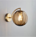 Contemporary Wall Light Fixture with Glass Sphere and Brass Accents