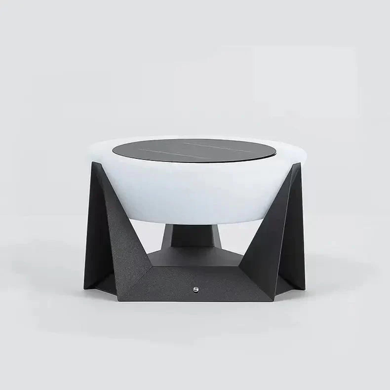 Square Solar Garden Light with Black Housing and White Shade