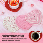 Heart-Shaped Woven Polyester Coasters - Heat-Resistant Table Mats