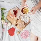 Heart-Shaped Woven Polyester Coasters - Heat-Resistant Table Mats