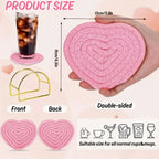 Heart-Shaped Woven Polyester Coasters - Heat-Resistant Table Mats
