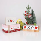Heart-Shaped Shelf Signs - Wooden Book Stack for Valentine's Decor