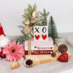 Heart-Shaped Shelf Signs - Wooden Book Stack for Valentine's Decor