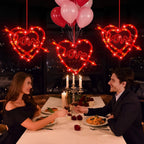 Battery-Operated Heart-Shaped LED Window Lights with Suction Cups for Decor