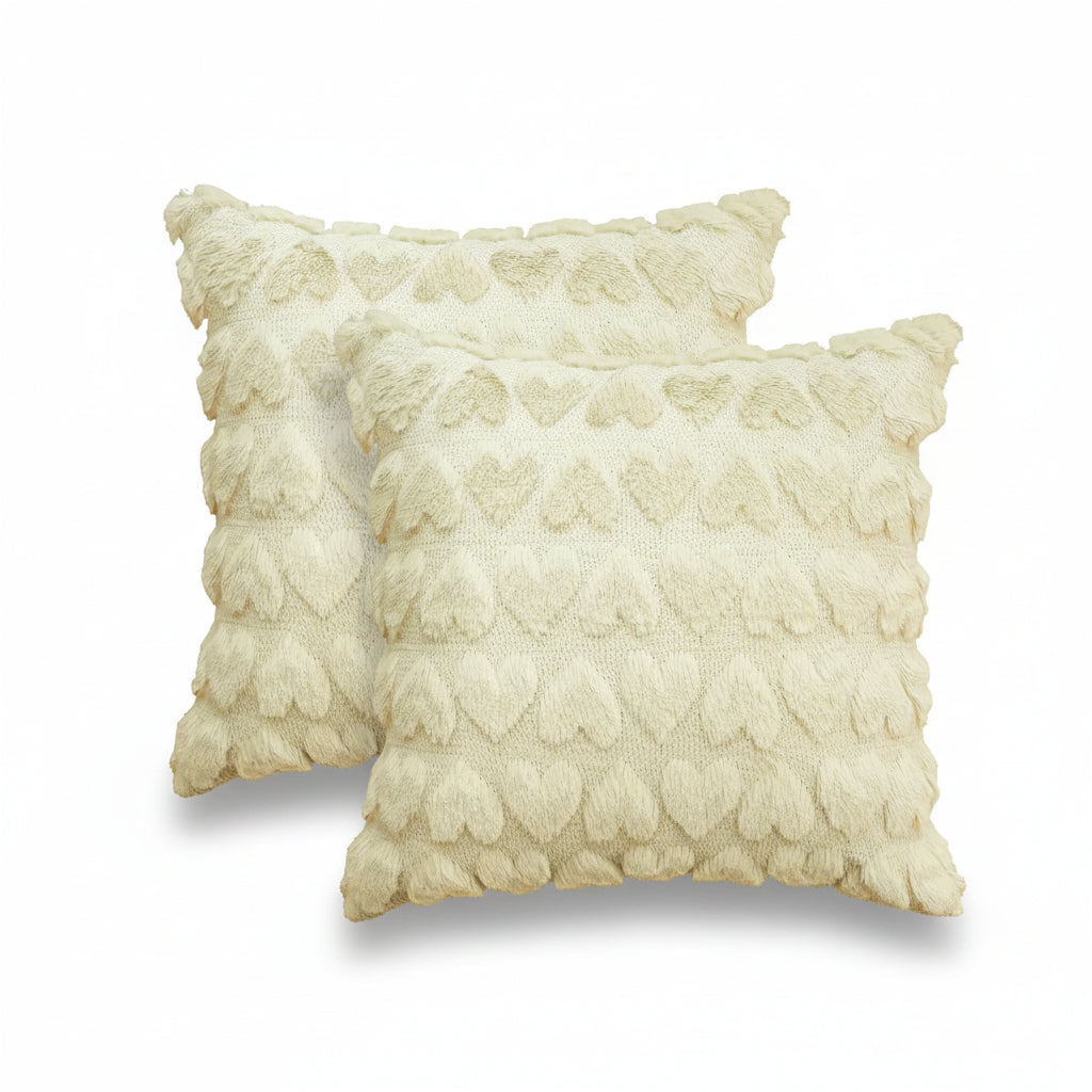 Pink Polyester Throw Pillow Covers with Heart Design for Valentine's Day