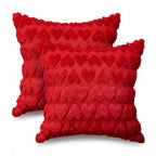 Pink Polyester Throw Pillow Covers with Heart Design for Valentine's Day