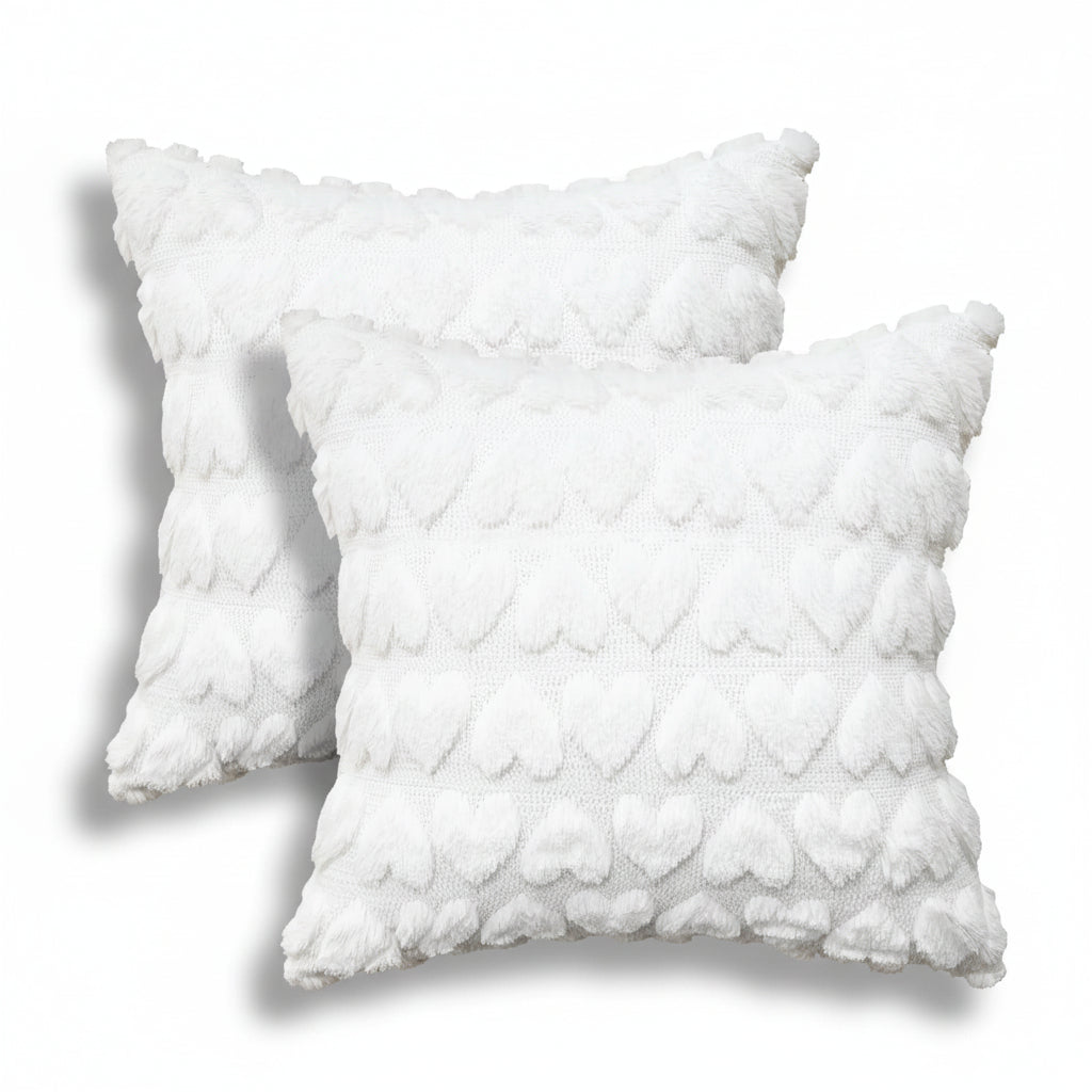 Pink Polyester Throw Pillow Covers with Heart Design for Valentine's Day