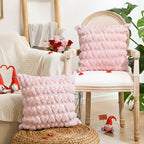 Pink Polyester Throw Pillow Covers with Heart Design for Valentine's Day