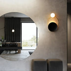 Contemporary Round Metal Wall Light Fixture with Glass Shade