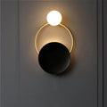 Contemporary Round Metal Wall Light Fixture with Glass Shade