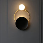 Contemporary Round Metal Wall Light Fixture with Glass Shade