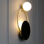 Contemporary Round Metal Wall Light Fixture with Glass Shade