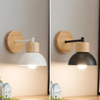 Contemporary Nordic Wall Light - Wooden and Metal Bedside Fixture