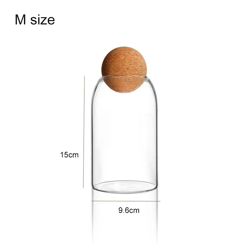 Transparent Kitchen Storage Canister with Cork Lid