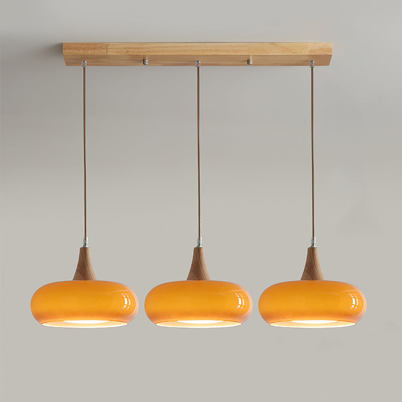 Pendant Light with Amber Wood Accent