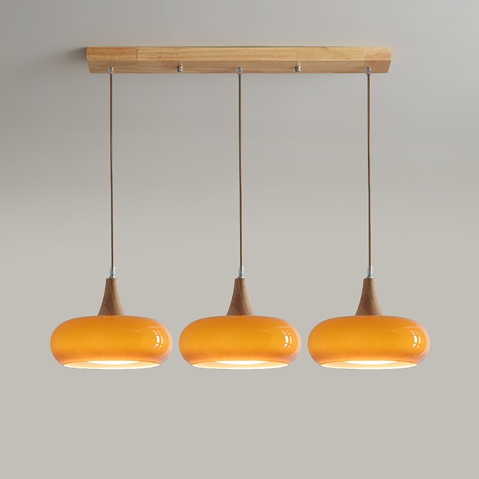 Pendant Light with Amber Wood Accent