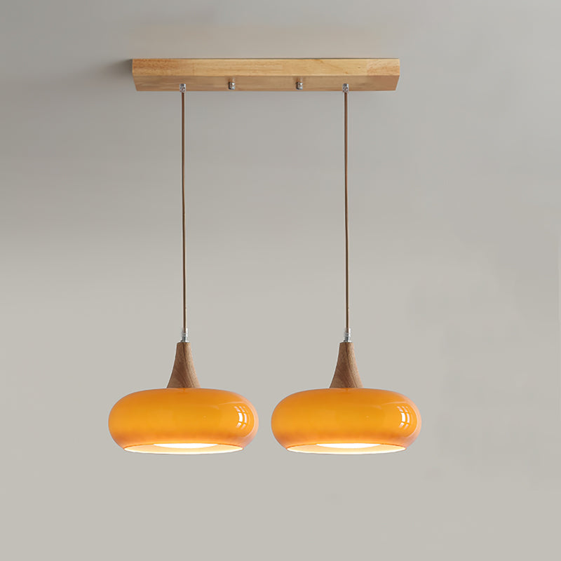 Pendant Light with Amber Wood Accent