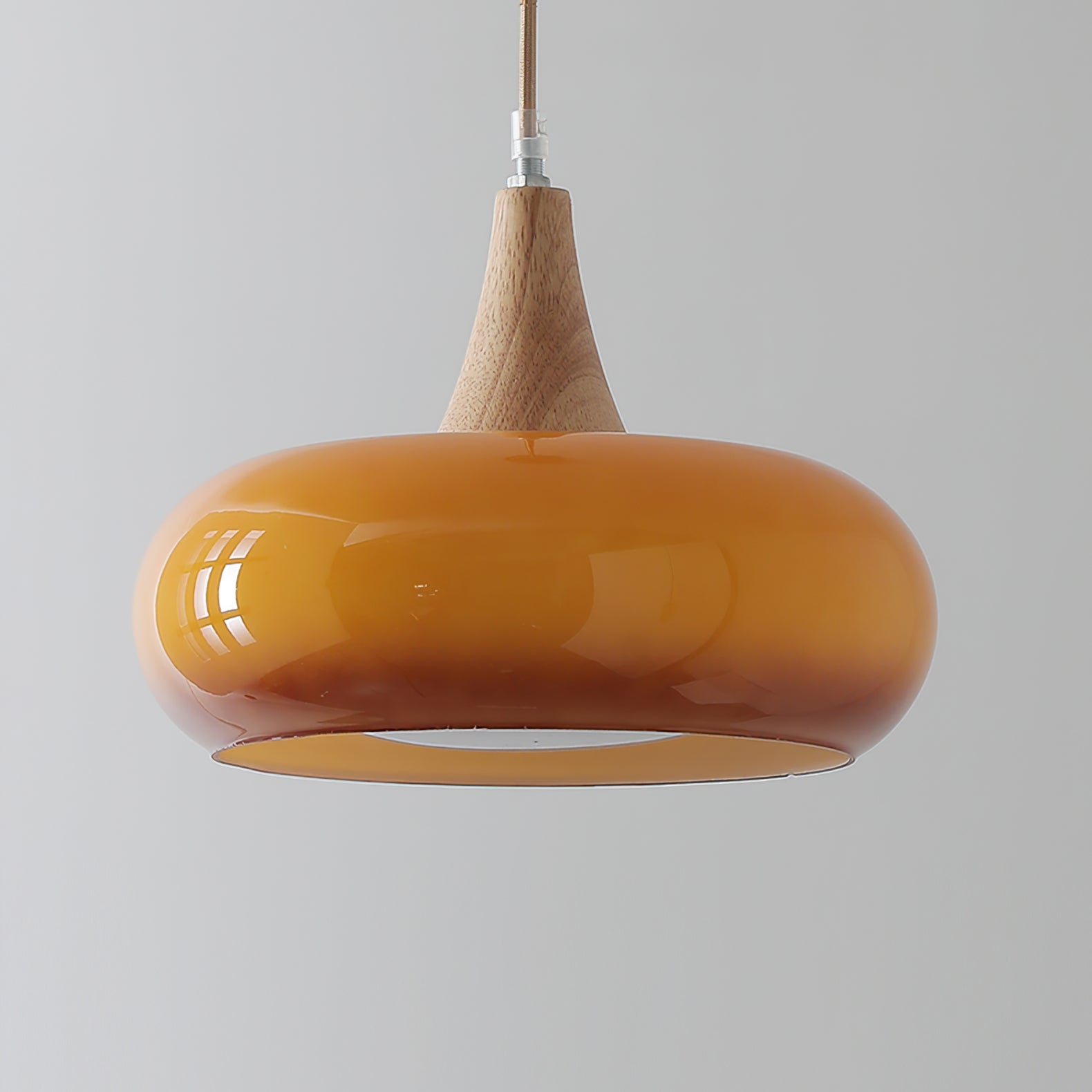 Pendant Light with Amber Wood Accent