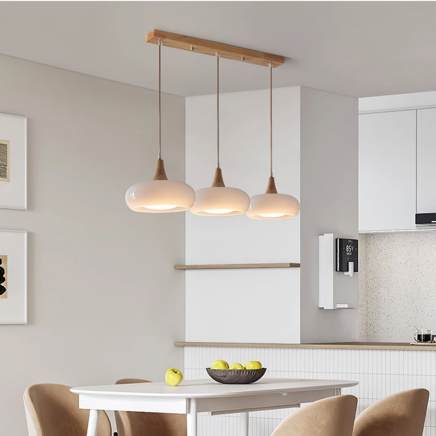 Pendant Light with Amber Wood Accent