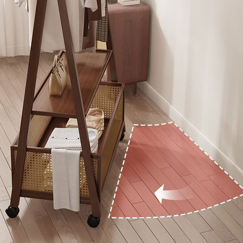 Entryway Storage Solution – Bamboo Coat Rack with Rattan Basket